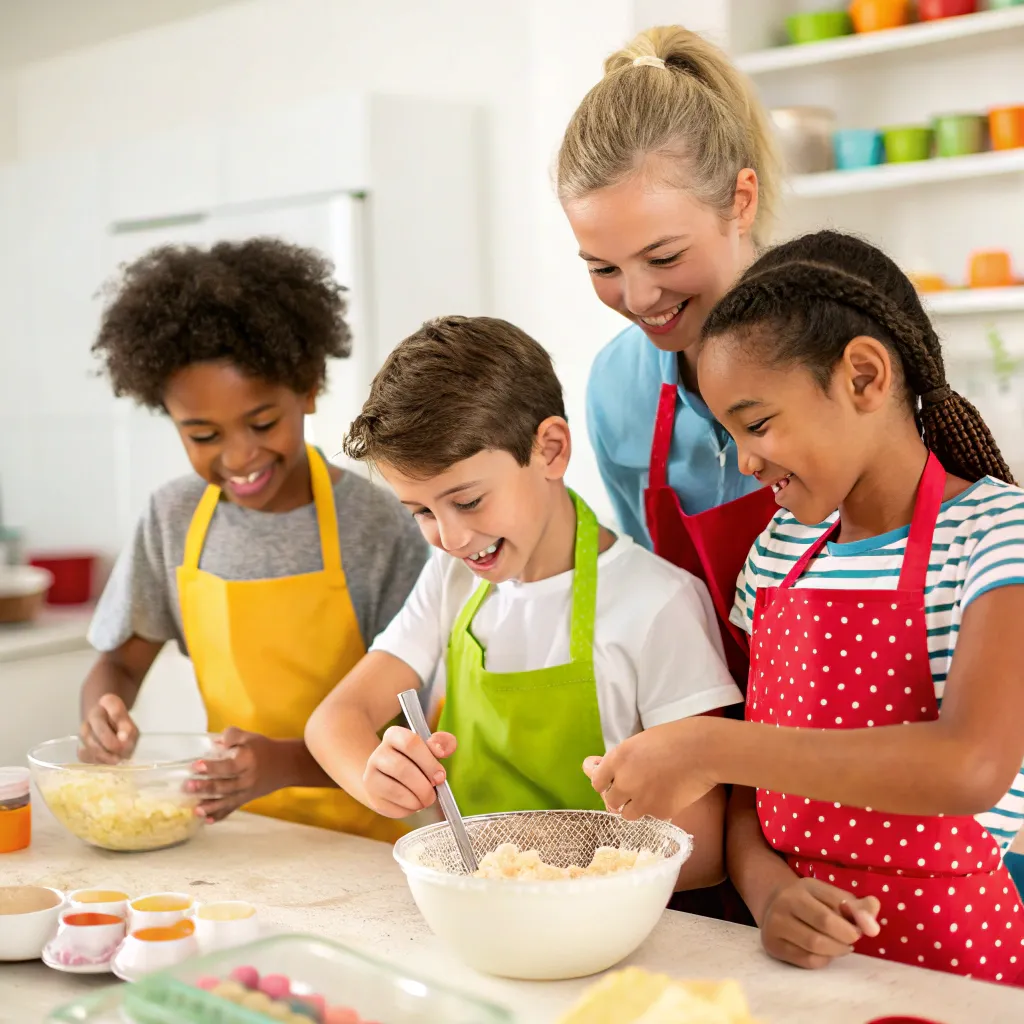 Children enjoying cooking class