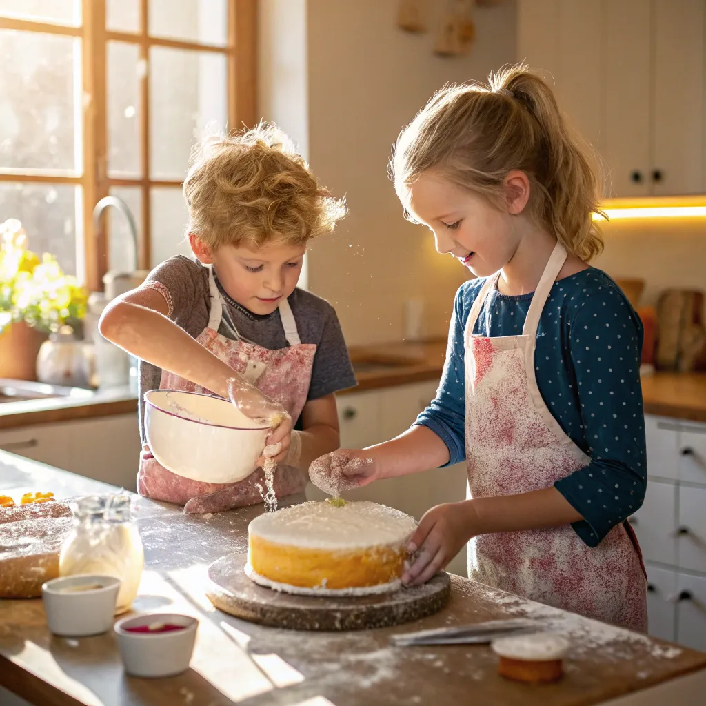 Children baking cakes
